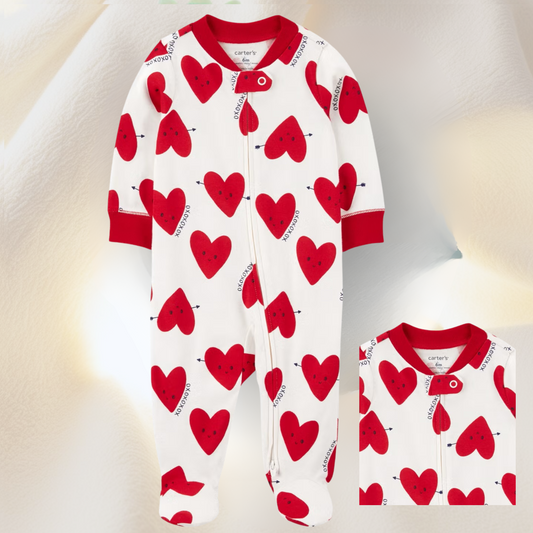 Pijama Sleep & Play de algodón con cremallera de 2 vías para el día de San Valentín