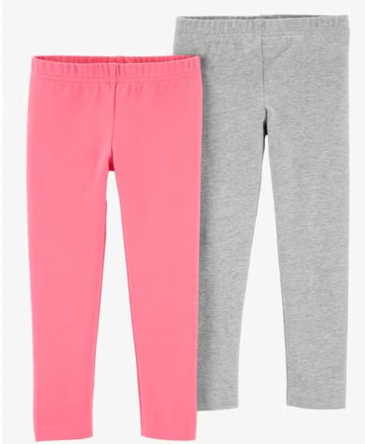 Paquete de 2 leggings para bebé Heather Gray & Pink